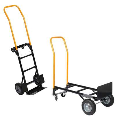 2 In 1 Convertible Hand Truck & Flatbed Platform Cart – 400LB Load, 4 Non-Flat Wheels, Telescoping Handle, Metal Frame, For Warehouse, Garden, Grocery, Moving – Load 400LB