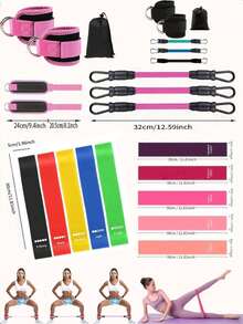 Hip Resistance Bands Set, Ankle Straps, Glute And Leg Pull Rope, Body Shaping And Slimming, Cable Machine, Hip Lifting Ankle Elastic Band Training Set - Multicolor - View 1