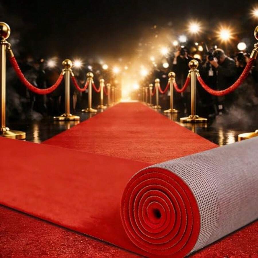 Red Carpet Runner 3x10 Feet Extra Thick 450 GSM Aisle Runner Rug Non Slip 480 GSM TPR Rubber Backed Event Carpet Runner For Wedding Party Prom Runway VIP Entrance - 鮮紅色 - 查看 1