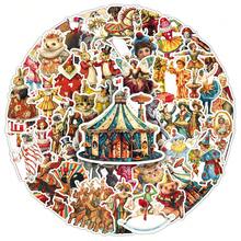 50pcs Vintage Victorian Circus Cartoon Stickers, Creative Decorative Stickers For Notebook, Bookshelf - Multicolor - View 6