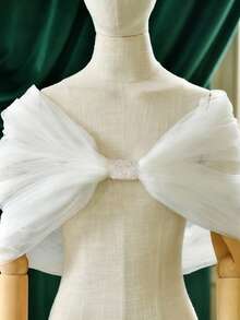 1pc Sheer Mesh Shawl, Bridal Wedding Party Occasion Outerwear - Multicolor - View 4