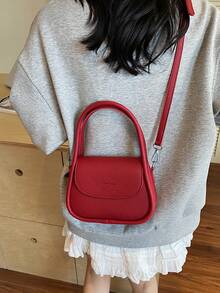 新款时尚女士手提包，简约小方包，单肩斜挎包 - 紅色 - 查看 4