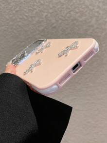 Niche High-End Rhinestone Decorated Large Window Protective Case Compatible With IPhone 17 Pro Max, 16, 15, 14, 13 - Pink - View 3