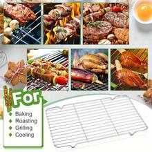 Bộ 3 giá/1 giá làm nguội và nướng bằng thép không gỉ chịu lực cao - Dùng được cho thực phẩm, dễ vệ sinh, an toàn với lò nướng và máy rửa chén, lý tưởng cho việc nấu nướng, nướng bánh và làm nguội bánh quy. - Bạc - Xem 4