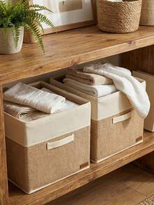Jute Fabric Bathroom Organizer Basket Decorative Multipurpose Organizer Box - Flat Basket - View 2