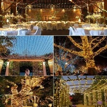 1入戶外太陽能串燈，適用於花園、露台、陽台、節日、婚禮及商業街道裝飾，8種照明模式，耐用塑料，照明，裝飾串燈，商業裝飾買家，婚禮策劃者 - 仙女燈 - 查看 8