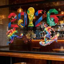 2026 FIFA 世界盃學校徽章持證裝飾貼紙，適用於 2026 FIFA 世界盃吉祥物 Maple、Zayu 和 Clutch，適合窗玻璃與商店展示，球迷完美禮物 - 貼紙 - 查看 4