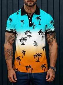 Men's Summer Digital Print Short Sleeve Polo Shirt - Multicolor - View 3