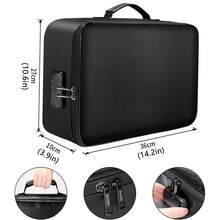 Large Capacity File Organizer,36x27x10cm ,Fireproof Waterproof Document Organizer & Laptop Case, Large Briefcase Style Box With Lock,Multi-Layer File Organizer With 16 Card Slots & Mesh Pockets, Multi-Pocket Money Storage Bag For Passport, Certificates & Valuables, Home Office Travel Money Pouch,Black - 黑色 - 查看 1