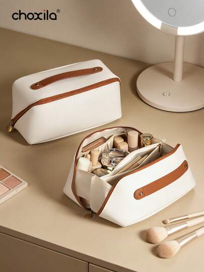 1pc Cosmetic Storage Bag, Available In White, Beige, Pink, Suitable For Home, Outdoor, Makeup Artist Use, Suitable For Performance, Business Travel
