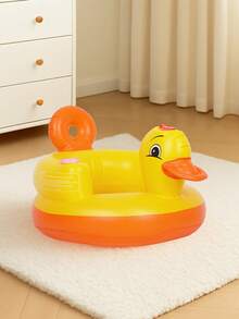 1pc Yellow Duck Theme Foldable Inflatable Baby Sofa, Baby Sitting Support Chair, Anti-Fall Seat, Floor Cushion For Sitting Posture Training - Multicolor - View 3