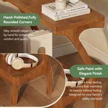 Solid Wood End Table With 2-Tier Storage, Natural Wood Paint Finish Side Table For Living Room, Sofa Side, Or Bedroom, Easy Assembly, Brown - 棕色 - 查看 5