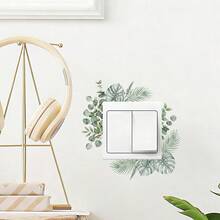 1/5Pcs Watercolor Green Leaf Switch Stickers, Self-Adhesive Removable Decals, Fresh Green Leaf Print, For Switch & Socket, Christmas Decorations - Flower-shaped Switch Stickers - View 6