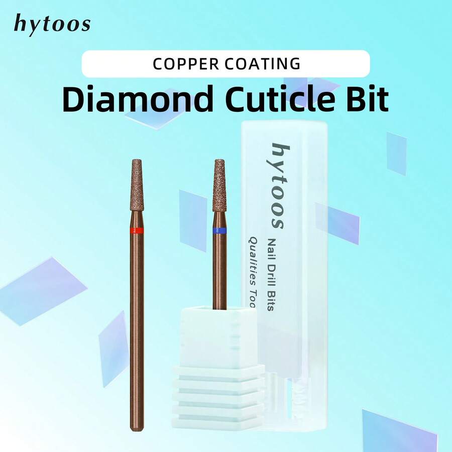 hytoos 2mm Copper Coated Russian Manicure Drill Bit, Conical Shape, Dead Skin Removal & Cleaning Professional Manicure Tool