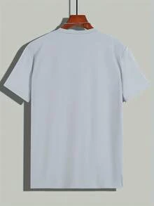 Camiseta de ajuste regular con estampado de gatito pintado a mano para hombres DXAO - Gris - Ver 2