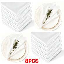 8/16 servilletas de satén - Servilletas cuadradas de poliéster suaves y lujosas de 17*17 pulgadas, elegante verde, adecuadas para bodas, fiestas de Navidad y decoración de cenas formales, refinado ajuste de mesa, textura suave - Blanco - Ver 13