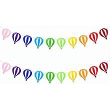 Paquete de 2 coloridas guirnaldas de globos de aire caliente, globos de fieltro para fiestas con temática del cielo para baby shower - 1 - Ver 1