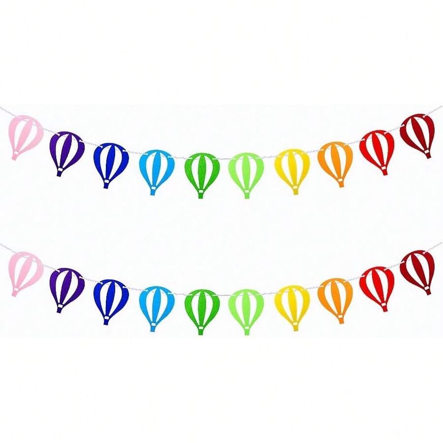 Paquete de 2 coloridas guirnaldas de globos de aire caliente, globos de fieltro para fiestas con temática del cielo para baby shower - 1 - Ver 1