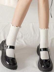 1/3/6 Pairs Japanese Style Cuffed Short Socks, Cute Cat Ear Design Women Socks, Black - Multicolor - View 3