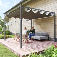 Pergola Approx. 3x3 M, Freestanding Patio Cover With Sliding Roof, Magnetic Pad, 8 Cm Column, UV-Resistant - Grey - View 3