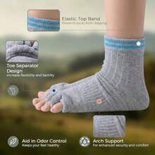 Toe Separator SocksFoot Alignment Sock For Health Care Pain Relief  Breathable Toe Socks - 灰色 - 查看 5