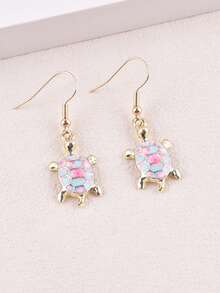 1 Pair Cherry Blossom & Turtle Flower Dangle Earrings, Party Jewelry Accessories For Women - Multicolor - View 9