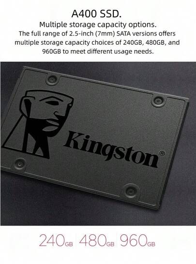 KINGSTON Unidade de estado sólido SSD Série A400, compatível com laptops e desktops, SATA 3.0, acelera o computador, ideal para unidade de sistema ou unidade de jogos.