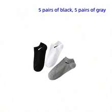 1/10/12/20/30 Pairs Unisex Plus Size Black, White, Gray Versatile Comfortable Breathable Solid Color Casual Ankle Socks, Suitable For Daily Wear - Multicolor - View 12