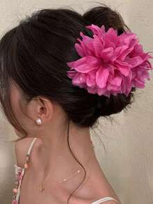 1 Stück realistischer Kamelien-Blumen Haarklammer, eleganter Dutt-Halter für Frauen, große Größe für den täglichen Gebrauch, Sommer-Reisen & Urlaubs-Haarzubehör, Sommer-Strandhaarklemmen, Urlaub - Verschiedenfarbig - Übersicht 2