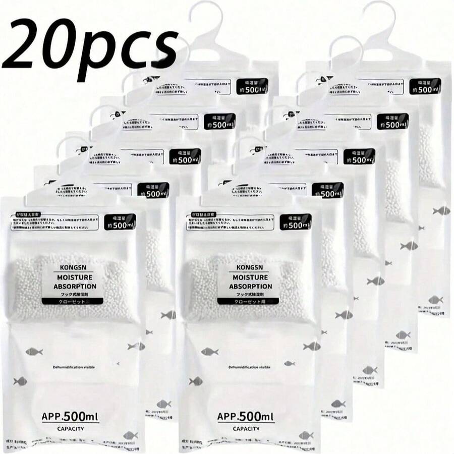 1-40PCS/SET Hanging Moisture Absorber Bag, 500ml Unscented Closet Dehumidifier, Visible Water Collection Desiccant For Wardrobe And Bathroom - Multicolor - View 1
