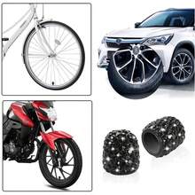 4 pièces Capuchons de valve de pneu ornés de diamants, couvercle de valve de pneu de voiture universel avec décoration de cristal et de strass - A - Voir 5