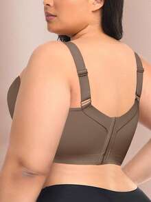 mimilemon Mocha Brown Seamless Plus Size Women's Bra, Smooth Minimalist Lift-Up Underwire Bra - Mocha Brown - View 8