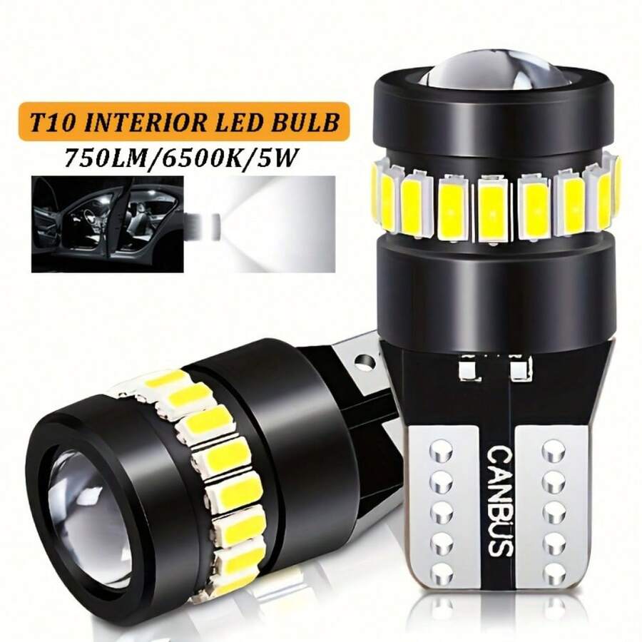 4 bóng đèn LED T10 W5W | Độ sáng tăng 300%, chiếu sáng hình cầu 720° | Cắm là dùng, vỏ hợp kim nhôm, tương thích 12/24V - Máy ảnh T10 màu đen kèm ống kính - Xem 1