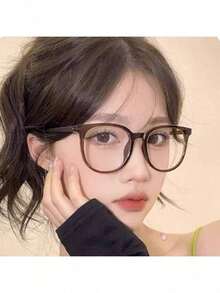 1對女款大框超輕防眼睛疲勞透明鏡片護目眼鏡，時尚音樂節眼鏡，多功能平光鏡片，適合日常使用，可用於看電腦、電視、玩遊戲或看手機 - 黑色 - 查看 3