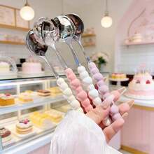 Bộ thìa tráng miệng bằng thép không gỉ cán ngọc trai sang trọng, kiểu dáng gốm sứ, thích hợp dùng để ăn súp, trái cây, vật dụng thiết yếu trong gia đình. - Xem 10