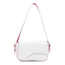 Stylish Women's Baguette Shoulder Bag With Front Detail - 紅白色 - 查看 1