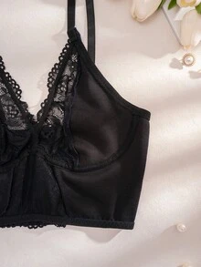 1pc Women's Lace Wireless Comfortable Bra - Royal Blue - View 5