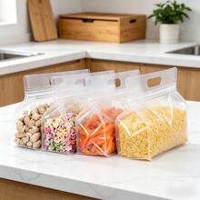 20/10/5 Bolsas con cierre hermético octagonal reutilizables, contenedores de almacenamiento de alimentos autoportantes transparentes adecuados para aperitivos, té, setas, diseño de visibilidad clara, sello duradero, bolsas de almacenamiento reutilizables - Multicolor - Ver 4
