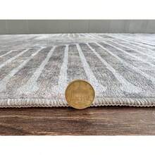 GLN Rugs Contemporary Collection - Alfombra lavable a máquina contemporánea lavable antideslizante alfombra de felpilla de pelo bajo sala de estar recámara alfombra de cocina 4 x 6 pies color - Crema antiarrugas - Ver 4