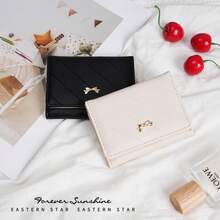 Bowknot Accent Minimalist Tri-Fold Women Wallet Multiple Card Slots Cute Cat Ear Design PU Snap Button Short-Style For Students Birthday Pink Bag Christmas Gifts Gift Thanksgiving For Women Wallet Purse Wallet Small Wallet - 白色 - 查看 7