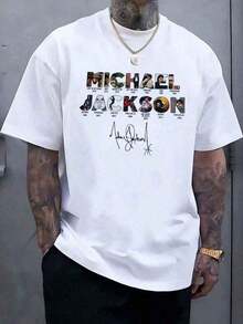 Classic Michael Jacksons King Of Pops-Shirt,Men Fashion Rock-Shirt,Punk Pullover-Shirt,Value Hot% Cotton-Shirt,Suitable Fans,& Holiday Men And Women Graphic Tee, Music 0ZZT - 黑色 8 - 查看 8