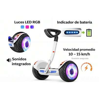 scooter para niños con barra luz RGB y sonidos velocidad máxima 15k/h