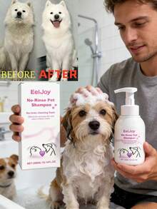 EelJoy 1 peça/200ml/300ml Espuma de Shampoo Sem Água para Animais de Estimação, Limpeza Conveniente Sem Enxágue para Pelos de Animais de Estimação, Macio e Limpo, Adequado para Salões de Tosa de Animais de Estimação, Lojas de Banho de Animais de Estimação, Centros de Hospedagem de Animais de Estimação, Hotéis para Animais de Estimação, Canis, Gatil, Parques para Animais de Estimação, Cafés para Animais de Estimação, Sem Tempo para Banho, Clima Frio Não Adequado para Lavagem com Água, Após Passear com Animais de Estimação: Alternativa à Lavagem com Água, Patas, Bumbum, Área da Boca, Sujeira na Barriga, Muda Sazonal, Hospedagem, Viagem, Estadia em Hotel, Remoção Rápida de Manchas, Remoção de Óleo, Odor Corporal, Odor de Urina, Odor de Saliva e Outros Odores - Espuma para animais de estimação sem shampoo - Visão 1