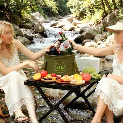 Xô gấp gọn di động, dung tích lớn, dùng để đựng nước khi cắm trại, du lịch, rửa chén, ngâm chân, giặt giũ, câu cá.