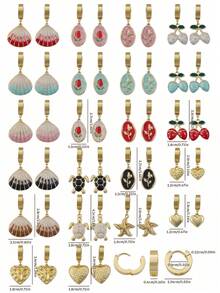 3 Pairs Random Combination Earrings, Including Oval Pendant, Tulip, Cherry Three Styles. Stainless Steel Waterproof Hypoallergenic Fade-Resistant, Suitable For Swimming, Bathing, Exercising. Versatile For White T-Shirt, Dress, Shirt, Spring Jacket, Brighten Daily Outfit. Suitable For Party, Beach Vacation, Wedding And Other Occasions, Also A Surprise Gift For Valentine's Day, Birthday, Mother's Day, Easter. - Multicolor - View 6