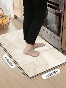 1pc Of Apricot-Colored Striped Pattern Rubber Cushioned Kitchen Mat, A Water-Absorbing Mat That Is Easy To Clean And Suitable For Use In Kitchens, Bathrooms, And Other Areas. It Is Suitable For Use Throughout The Year And For Various Holidays. - Multicolor - View 13