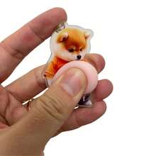 1张贴纸+1个钥匙扣，可爱秋田犬剪贴簿套装，文具，手工用品 - 粉色 - 查看 9