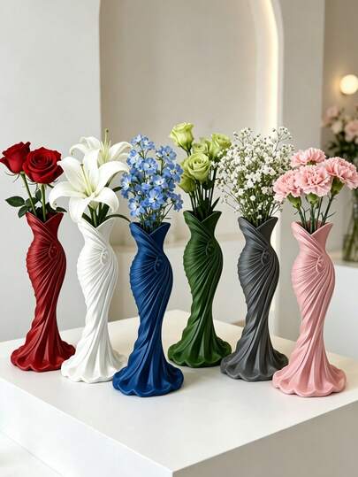1 pezzo Vaso elegante stampato in 3D, adatto per matrimoni, decorazioni per matrimoni, forniture per feste, articoli per matrimoni, centrotavola, profumo di laurea (bianco)