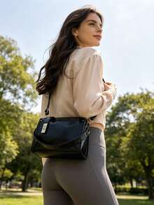 Bolso de hombro multifuncional de brillo negro, bolso cruzado convertible 2 en 1, bolso de mano versátil y resistente al desgaste, elegante bolso de diario para mujeres - Multicolor - Ver 12