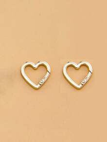 3pcs Metal Heart-Shaped Ring Buckle, Spring Clasp For Bag, Clothing Accessory - Gold - View 3
